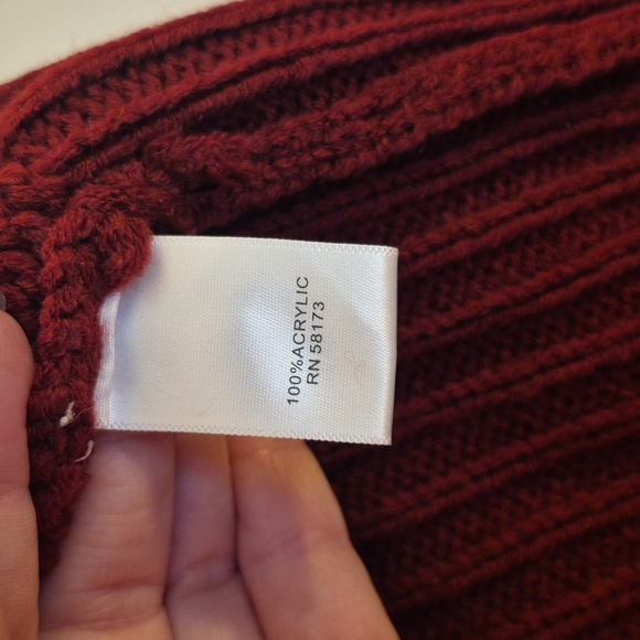 NWT Raga Open Cardigan Fringe Cherry Red Knit Drop Shoulder Boxy Size Large - Picture 9 of 10